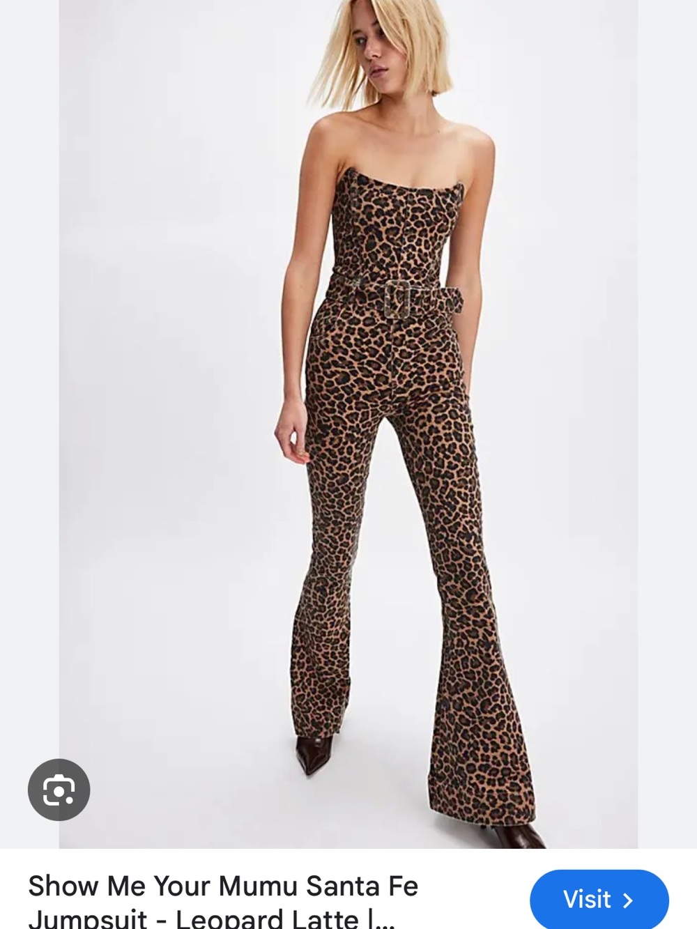 Show Me Your Mumu Santa Fe Leopard Latte Strapless Belted Jumpsuit